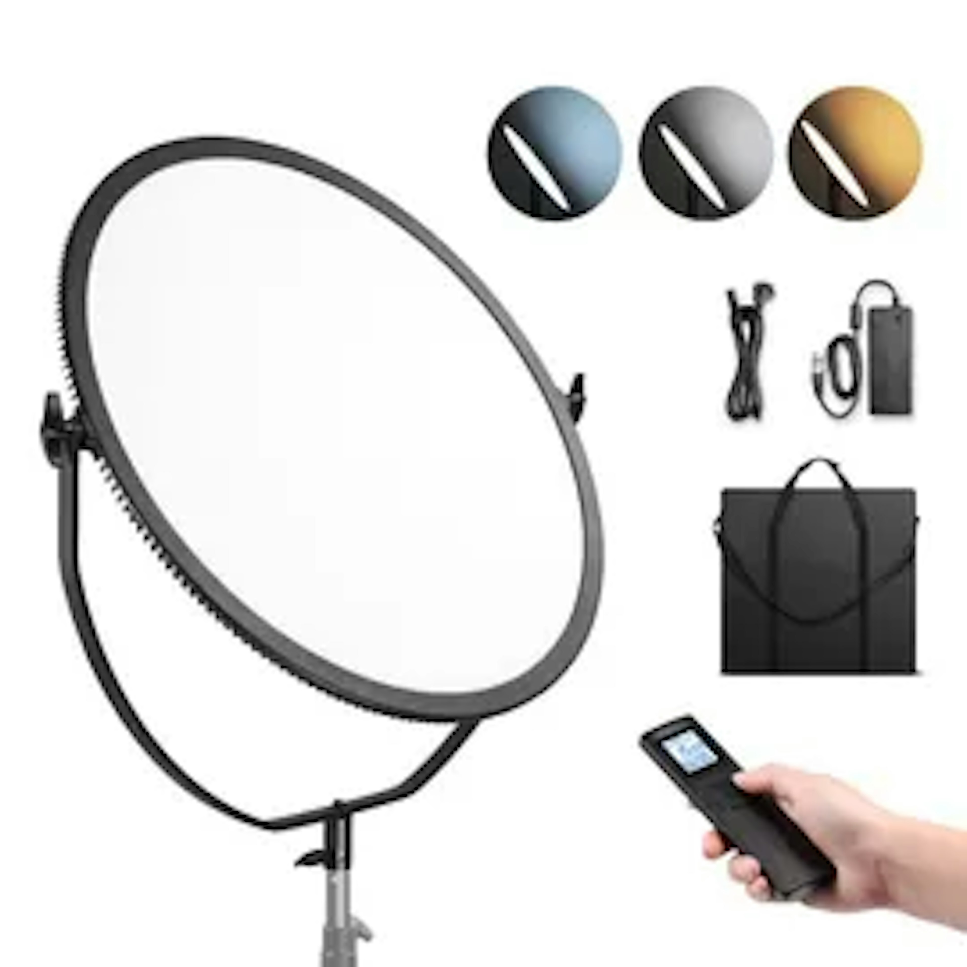 NEEWER Round Panel Video Light 2.4G & DMX Control, 24′′ 120W Bi Color Studio Edge Flapjack Lighting with Bag & 2.4G Remote(No Battery), SoftR