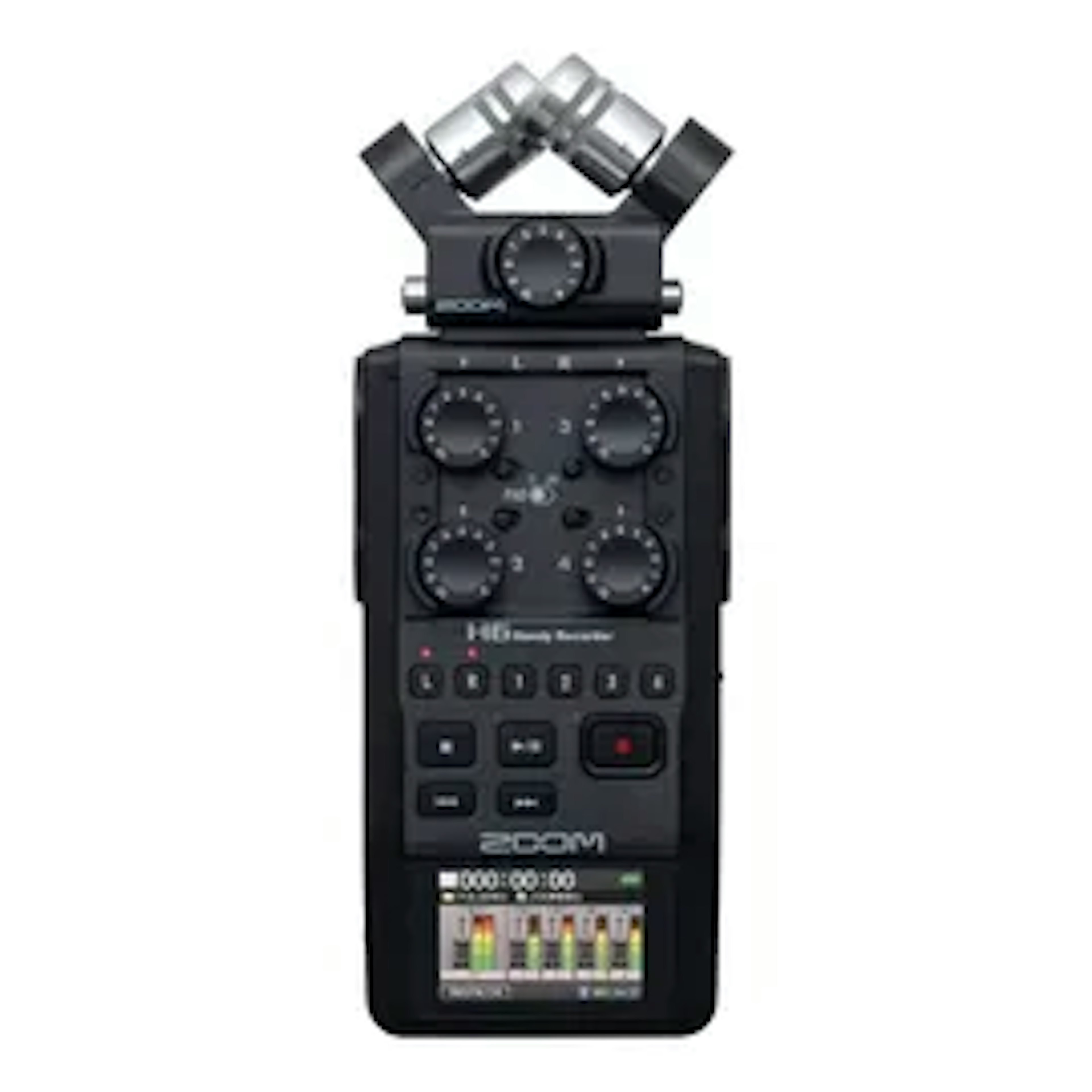 Zoom H6 All Black 6-Track Portable Recorder, Stereo Microphones, 4 XLR/TRS Inputs, Records to SD Card, USB Audio Interface, Battery Powered